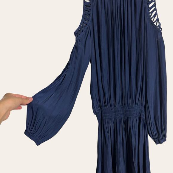 Ramy Brook Shelby Navy Blue Cold Shoulder Long Sleeve Mini Dress Size Small - Picture 6 of 11